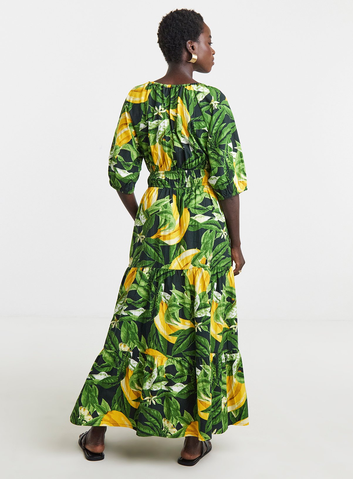 JD WILLIAMS Crinkle Cotton Short Sleeve Maxi Dress 12 - Image 2 thumbnail